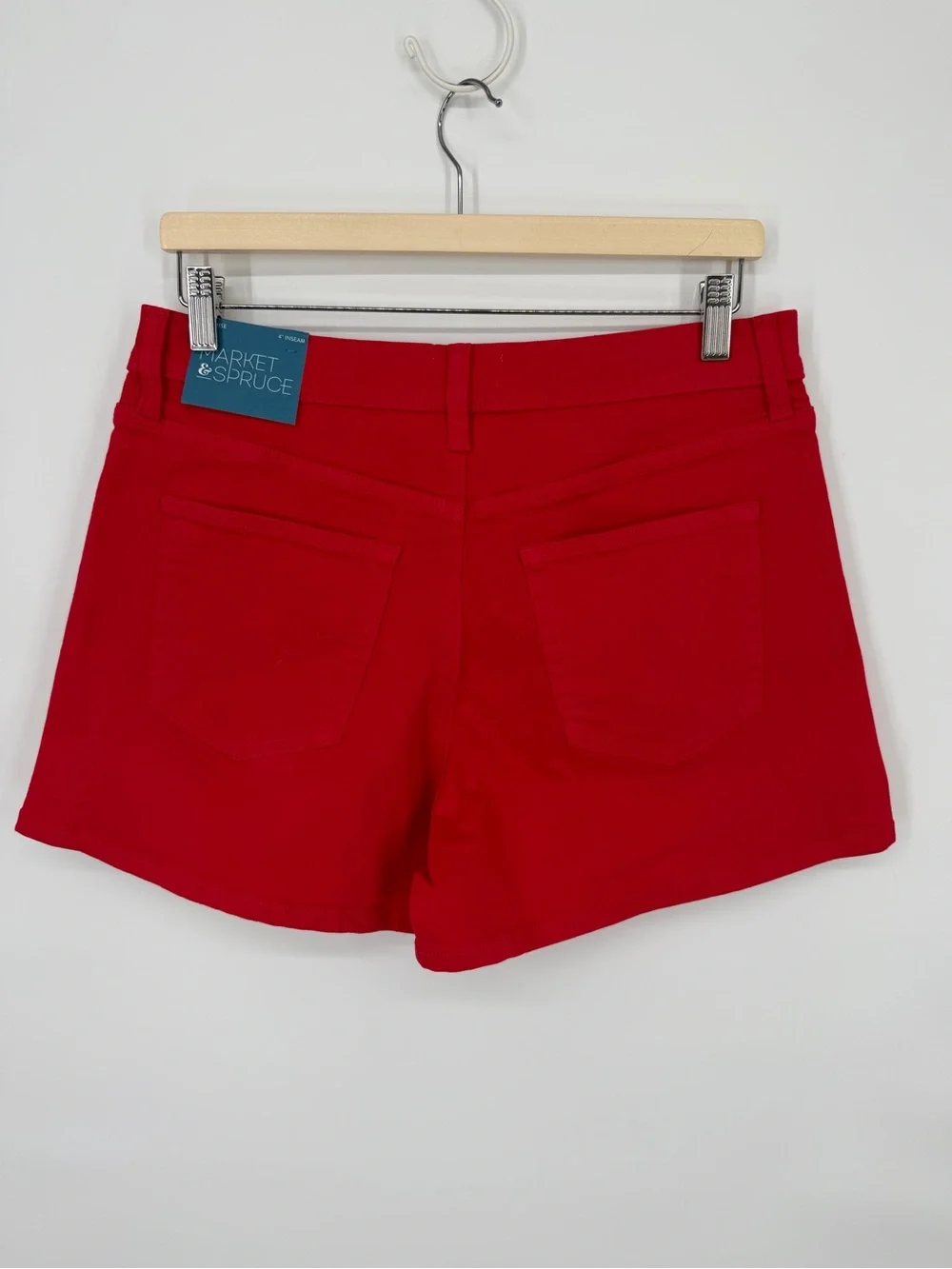Market & Spruce Sora 4” A-Line Red Denim Shorts Sz 8 NWT